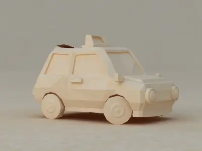 Taxi car sedan interior cute little collection toon vehicle 3D model