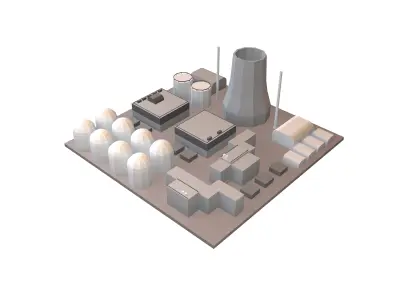 Low Poly Nuclear Power Plant v1 001 Low-poly 3D model