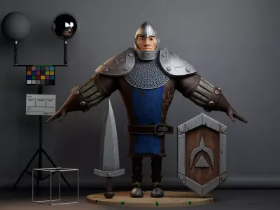 Stylized Knight-Game Ready Low-poly 3D model
