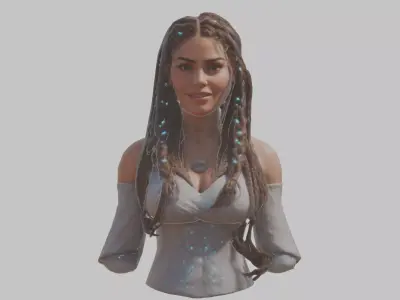 Cute Latina Female Woman Bust Low-poly 3D model