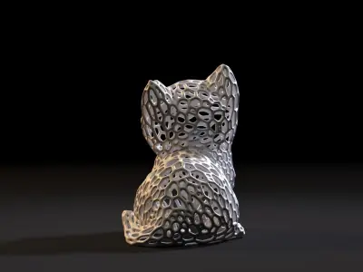 Kitten Voronoi 3D print model