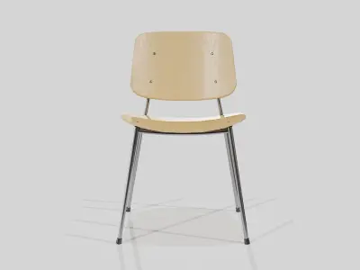 Soborg Metal Base Chair-lacquered oak and Chromed Low-poly 3D model