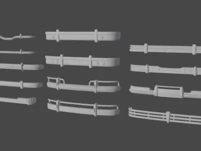 Vintage fornt bumper pack Low-poly 3D model