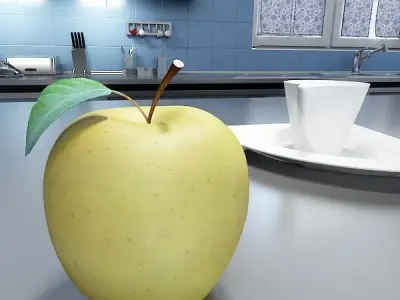 Yellow Apple High Detail Resolution 3D model