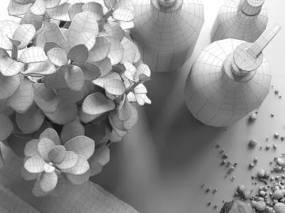 Bathroom decorative set with salt 3D model