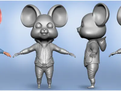 Cute Little Mouse Low-poly 3D model