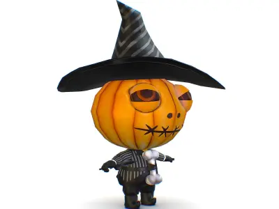 Halloween Pumpkin Fantasy Character Pet Wizard Low-poly 3D model