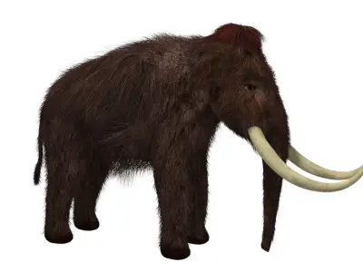 Mammoth woolly with long tusks Low-poly 3D model