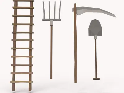 Stylised Lowpoly Farm Elements Decoration Hay Pile Cartoon Free low-poly 3D model