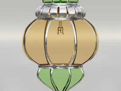 Moroccan round pendants glass lamp 3D model