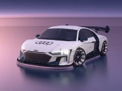 Cartoon Audi R8 in 2D Style 3D model