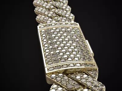 solid cuban link bracelete with lock 3D print model