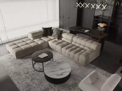 Modern living room dining room interior scenes 200 3D model