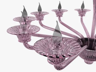 Twelve-Arm Handblown Murano Glass Venetian Chandelier by Venini 3D model