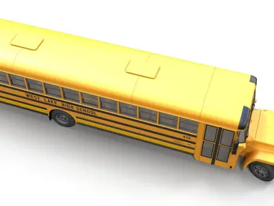 American generic school bus Low-poly 3D model