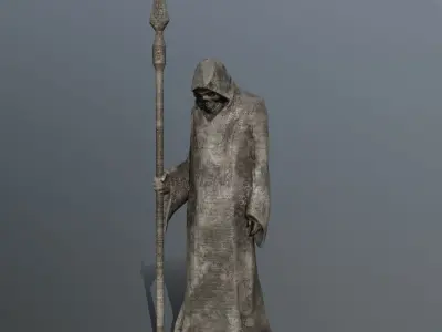 statue with spear Low-poly 3D model