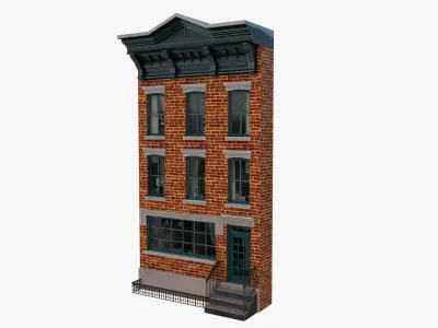 LowPoly FACADE West Village Townhouse Low-poly 3D model
