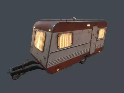 Old Caravan Trailer Low-poly 3D model