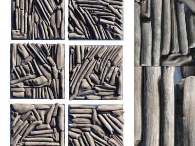 Rectangle  panel branch splinter Big n3 3D model