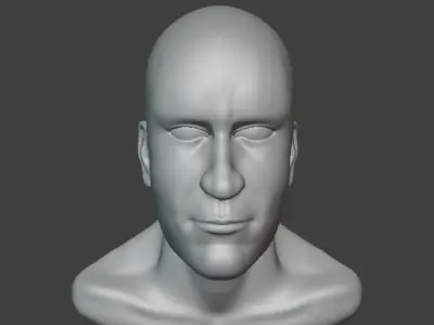 Realistic Male Head Sculpt 01 Low-poly 3D model
