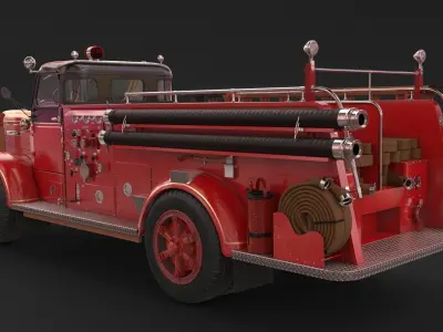 Fire Truck - ENGINE 61 1953 FWD Pumper high poly 3D model