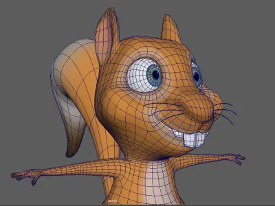 3D Model Cartoon Squirrel Character Mascot Low-poly 3D model