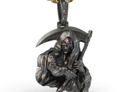 3 Models  Angel of death Pendant Grim Reaper Skull Jewelry STL  3D print model