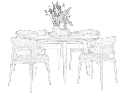 Dining Table - Table - Chairs 3D model