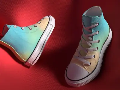 Shoes Converse Color Pink Girls Low-poly 3D model