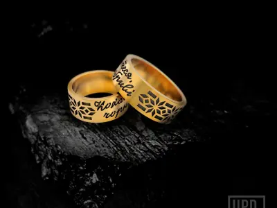  Ukrainian Wedding Band with ornament and text Shevchenko 3D print model