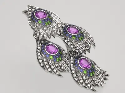 Peacock carrera earrings 3D print model