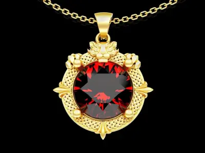 Diamond Guard Lion pendant jewelry gold necklace medallion 3D print model