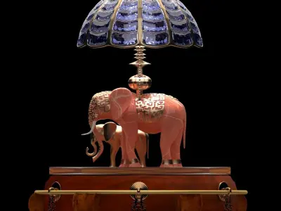 Chnese display stand with elephant lamp 3D model