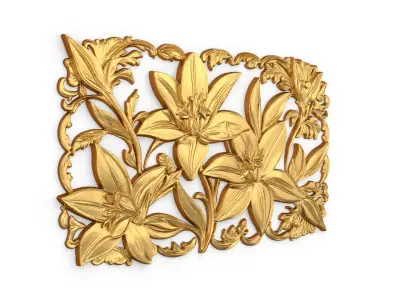 mural flowers decor set wall panel 01 3D model