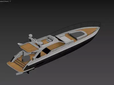 Luxury Flybridge Motor Yacht Black and White with Teak Decks 3D model