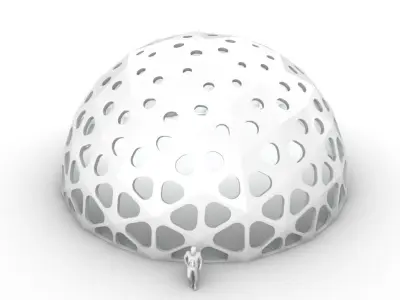 Geodesic Dome with Dynamic Perforations and glass panels 3D model