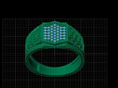 Print Ready STL 3DM  Gents Rings Diamond Men Ring  3D print model 156