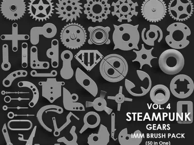 STEAMPUNK GEAR MEGA PACK 4 IN ONE 109 BRUSHES 3D model