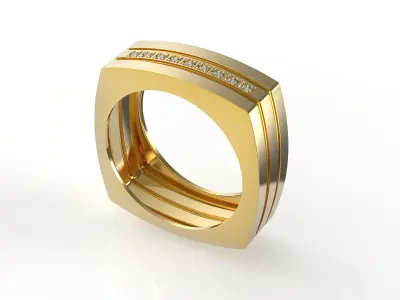 9 stones male ring 3D print model