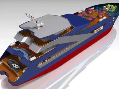 Luxury Yacht Ship Vessel 47M Low-poly 3D model