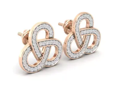AV 703 Cognac Diamond Ladies Knot Stud Earrings 3D print model