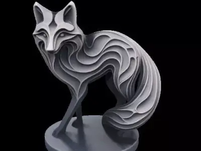 Abstract Layered Fox Sculpture 3D print model