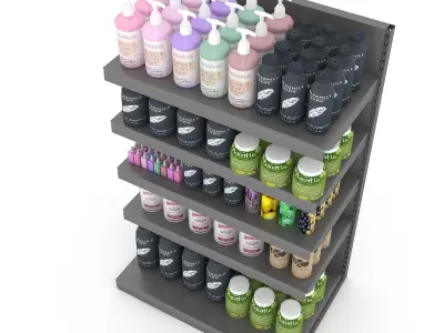 cosmetic product market stand 06 Low-poly 3D model