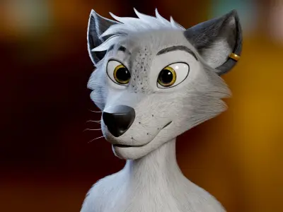 Koda Anthro Wolf Low-poly 3D model
