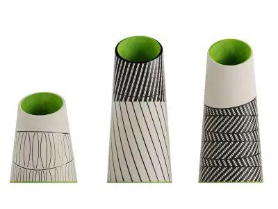 Lara Scobie 2 Ceramic Vase Set of 3 3D model