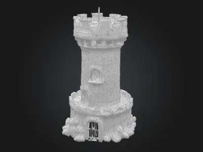 Medieval Rock Outpost Watchtower STL OBJ 3D model