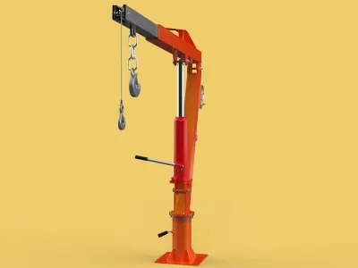 SWIVEL LIFTING HYDRAULIC CRANE MANUAL HAND CRANK WINCH HOOK JIB 3D model