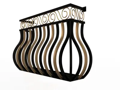 Forging Iron Forged Balcony Railing 03 Low-poly 3D model