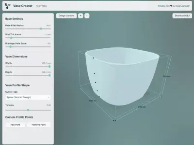 3D Printable Flower Pot Vase 128x128x85mm Free 3D print model