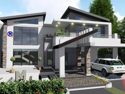 Modern Black and gray house 3D model